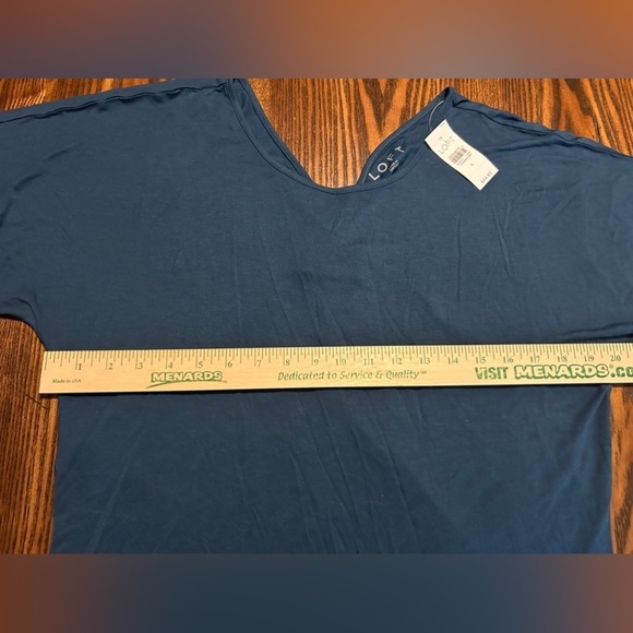 Loft Twist Back Tee women’s L teal blue classic staple wardrobe teacher V-neck - Picture 6 of 13
